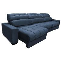 Sofá Retrátil E Reclinável Com Molas Ensacadas Cama Inbox Master 3,52m Tecido Suede Azul - 3