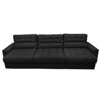 Sofá Retrátil E Reclinável Com Molas Ensacadas Cama Inbox Master 3,52m Tecido Suede Preto - 5