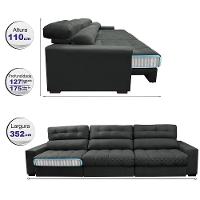 Sofá Retrátil E Reclinável Com Molas Ensacadas Cama Inbox Master 3,52m Tecido Suede Cinza - 8