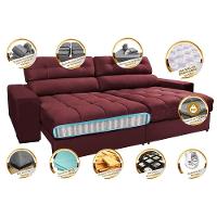 Sofá Retrátil E Reclinável Com Molas Ensacadas Cama Inbox Master 2,72m Tecido Suede Vinho - 7