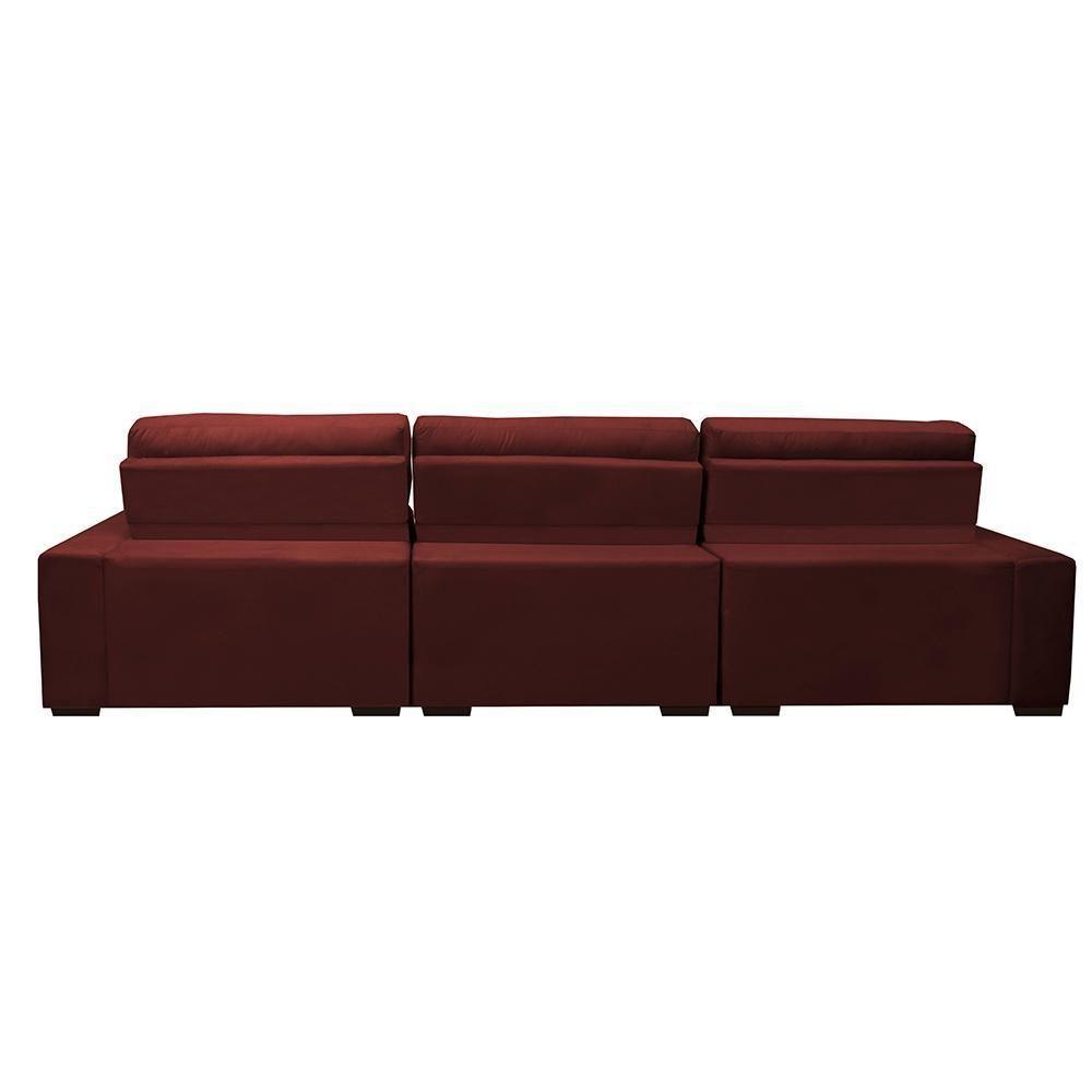Sofá Retrátil E Reclinável Com Molas Ensacadas Cama Inbox Master 3,52m Tecido Suede Vermelho - 4