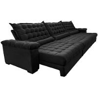 Sofá Retrátil E Reclinável 4,15m Molas Ensacadas Cama Inbox Big Space Com Bordado 3d Velusoft Preto - 2
