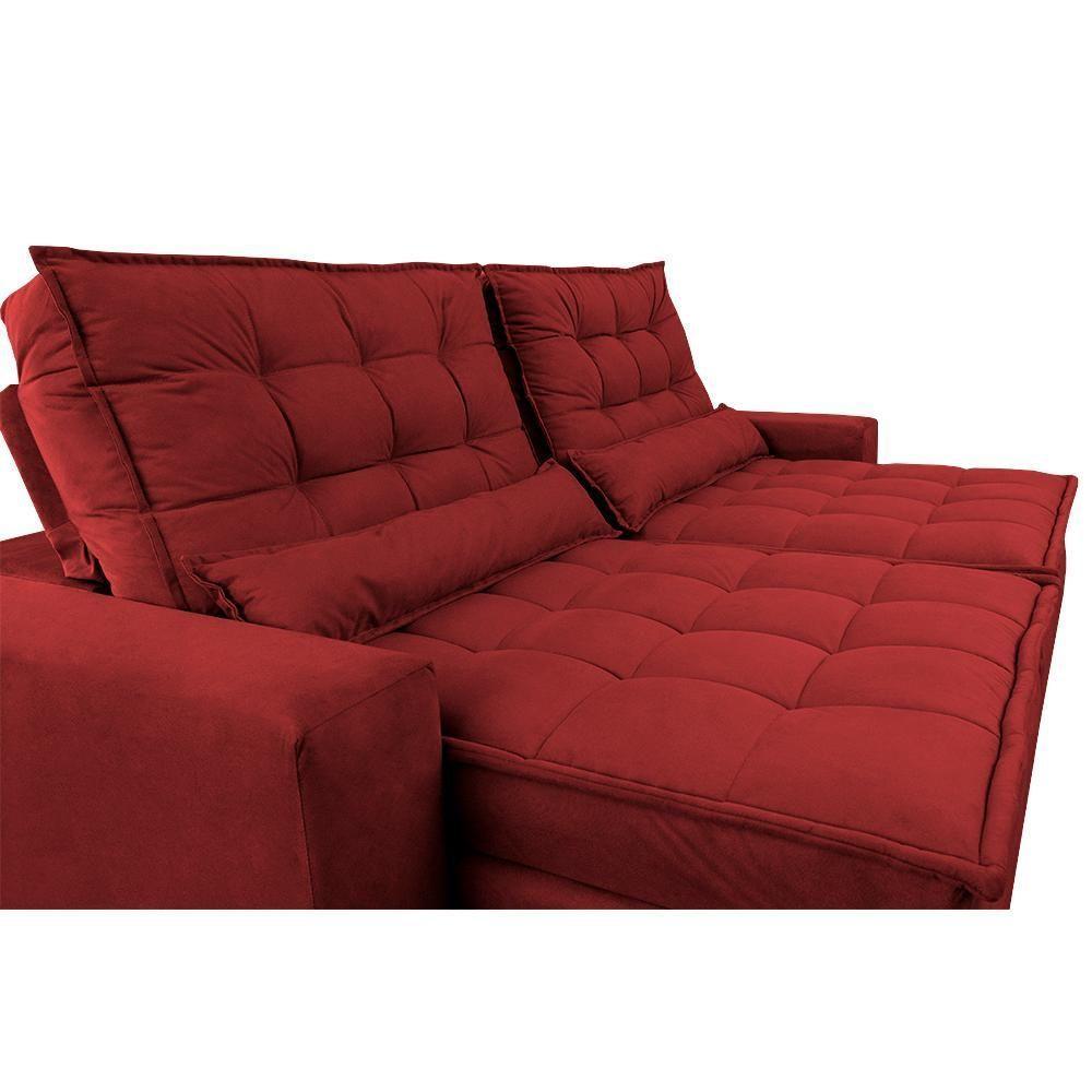 Sofá Retrátil E Reclinável Com Molas Ensacadas Cama Inbox Gold 2,12m Tecido Suede Velft Vermelho - 6