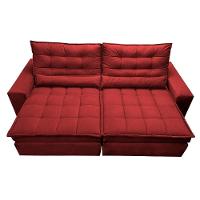 Sofá Retrátil E Reclinável Com Molas Ensacadas Cama Inbox Gold 2,12m Tecido Suede Velft Vermelho - 5