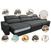 Sofá Retrátil E Reclinável Com Molas Ensacadas Cama Inbox Master 3,82m Tecido Suede Cinza - 7