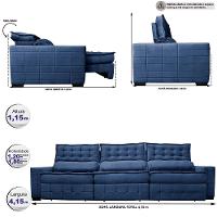 Sofá Retrátil E Reclinável 4,15M Cama Inbox Big Puffer Com Softgel D40 Velupluma Azul - 8