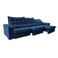 Sofá Retrátil E Reclinável 4,15M Cama Inbox Big Fresh Com Softgel D40 Velupluma Azul - 2
