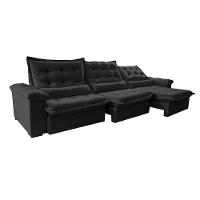 Sofá Retrátil E Reclinável 4,15M Cama Inbox Big Fresh Com Softgel D40 Velupluma Preto - 2