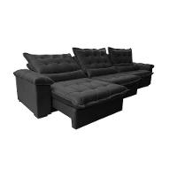 Sofá Retrátil E Reclinável 4,15M Cama Inbox Big Fresh Com Softgel D40 Velupluma Preto - 3