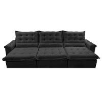 Sofá Retrátil E Reclinável 4,15M Cama Inbox Big Fresh Com Softgel D40 Velupluma Preto - 5