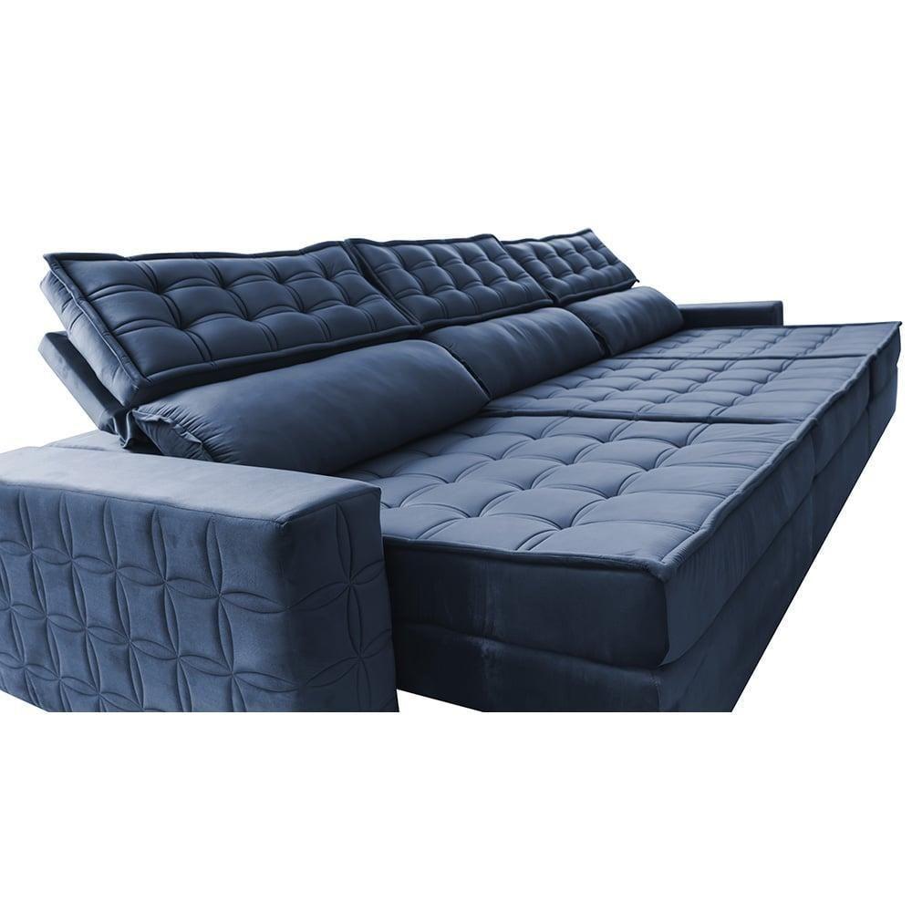 Sofá Retrátil E Reclinável 4,15M Cama Inbox Big Star Com Softgel D40 Velupluma Azul - 6