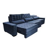 Sofá Retrátil E Reclinável 4,15M Cama Inbox Big Star Com Softgel D40 Velupluma Azul - 2