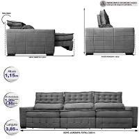 Sofá Retrátil E Reclinável 3,85M Cama Inbox Big Puffer Com Softgel D40 Velupluma Cinza - 8