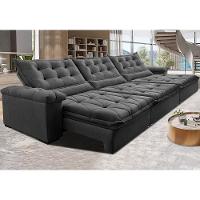 Sofá Retrátil E Reclinável 3,85M Cama Inbox Big Fresh Com Softgel D40 Velupluma Cinza - 1