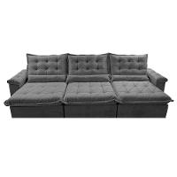 Sofá Retrátil E Reclinável 3,85M Cama Inbox Big Fresh Com Softgel D40 Velupluma Cinza - 5