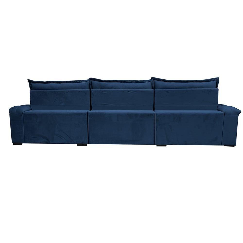 Sofá Retrátil E Reclinável 3,85M Cama Inbox Big Fresh Com Softgel D40 Velupluma Azul - 4