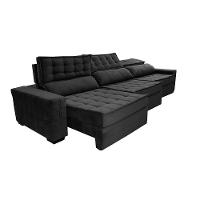 Sofá Retrátil E Reclinável 4,15M Cama Inbox Big Star Com Softgel D40 Velupluma Preto - 2