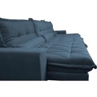 Sofá Retrátil E Reclinável 3,52m Com Molas Ensacadas Cama Inbox Soft Tecido Suede Velusoft Azul - 6
