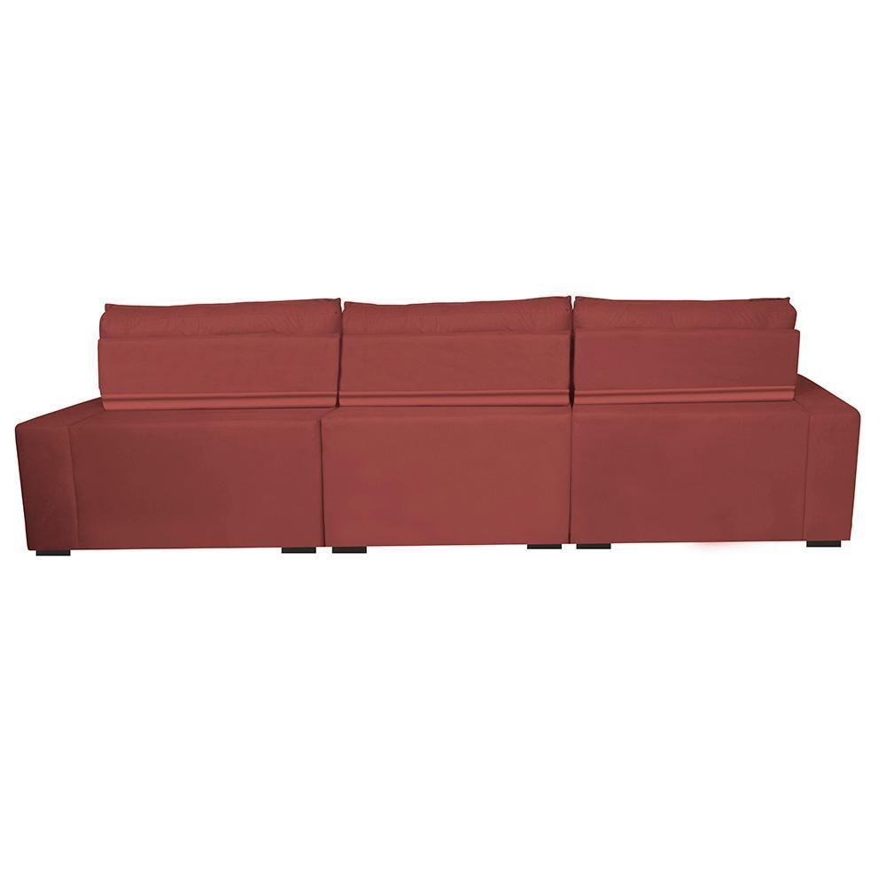 Sofá Retrátil E Reclinável 3,52m Com Molas Ensacadas Cama Inbox Gold Tecido Suede Velusoft Vermelho - 4