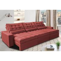Sofá Retrátil E Reclinável 3,52m Com Molas Ensacadas Cama Inbox Gold Tecido Suede Velusoft Vermelho - 1