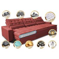 Sofá Retrátil E Reclinável 3,52m Com Molas Ensacadas Cama Inbox Gold Tecido Suede Velusoft Vermelho - 7