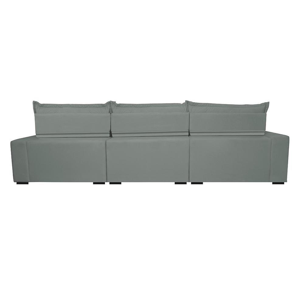 Sofá Retrátil E Reclinável 3,52m Com Molas Ensacadas Cama Inbox Soft Tecido Suede Velusoft Cinza - 4
