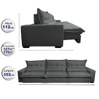 Sofá Retrátil E Reclinável 3,52m Com Molas Ensacadas Cama Inbox Soft Tecido Suede Velusoft Cinza - 8