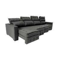 Sofá Retrátil E Reclinável 3,20m Molas Ensacadas E Costura Tripla Cama Inbox Nobre Suede Cinza