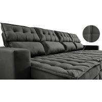 Sofá Retrátil E Reclinável 3,20m Molas Ensacadas E Costura Tripla Cama Inbox Nobre Suede Cinza - 7