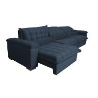 Sofá Retrátil E Reclinável 3,52m Com Molas Ensacadas Cama Inbox Aconchego Tecido Velusoft Azul - 2