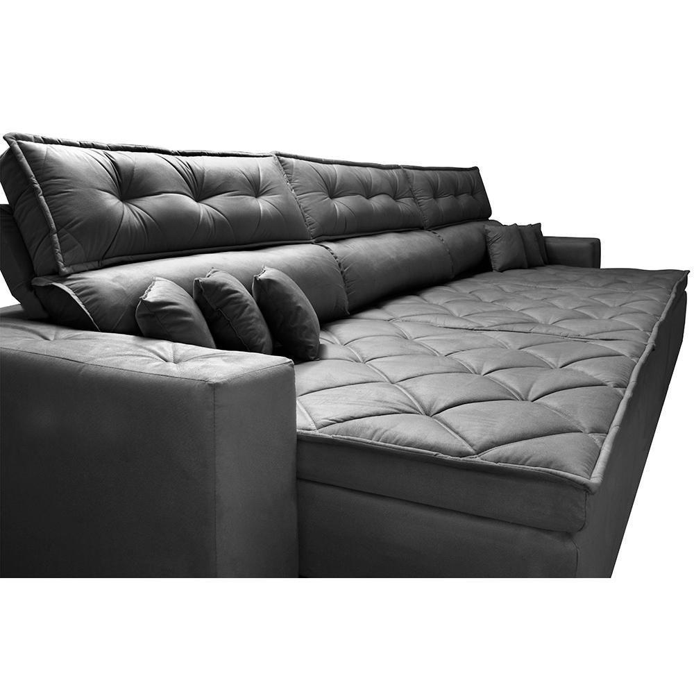 Sofá Retrátil E Reclinável 3,52m Austin Com Molas No Assento Tecido Suede Velusoft Preto - 6