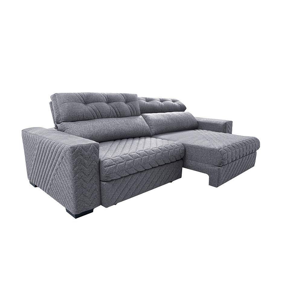 Sofá Retrátil E Reclinável 3,15m Molas Ensacadas Cama Inbox Style Thermo Gel Linho Cinza Claro - 3