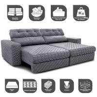 Sofá Retrátil E Reclinável 3,15m Molas Ensacadas Cama Inbox Style Thermo Gel Linho Cinza Claro - 7