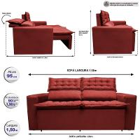 Sofá Retrátil E Reclinável Cama Inbox Slim 1,50m Tecido Suede Velusoft Vermelho - 7