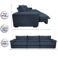Sofá Retrátil E Reclinável 3,22m Com Molas Ensacadas Cama Inbox Aconchego Tecido Suede Azul - 8