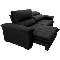 Sofá Retrátil E Reclinável 3,15m Molas Ensacadas Cama Inbox Big Home Com Bordado 3d Velusoft Preto - 3