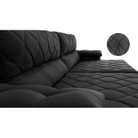 Sofá Retrátil E Reclinável 3,15m Molas Ensacadas Cama Inbox Big Home Com Bordado 3d Velusoft Preto - 6