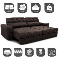 Sofá Retrátil E Reclinável 3,15m Molas Ensacadas Cama Inbox Style Thermo Gel Linho Marrom - 6