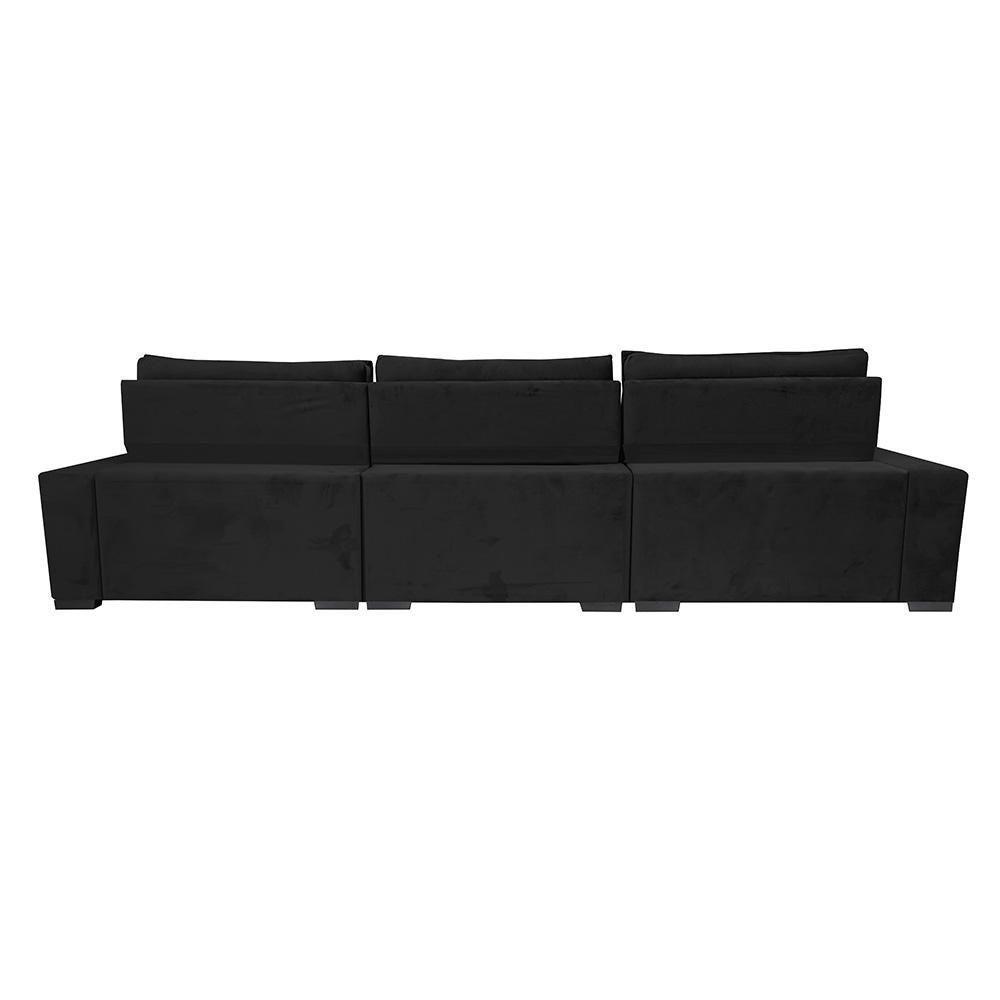Sofá Retrátil E Reclinável 3,55M Cama Inbox Big Star Com Softgel D40 Velupluma Preto - 4
