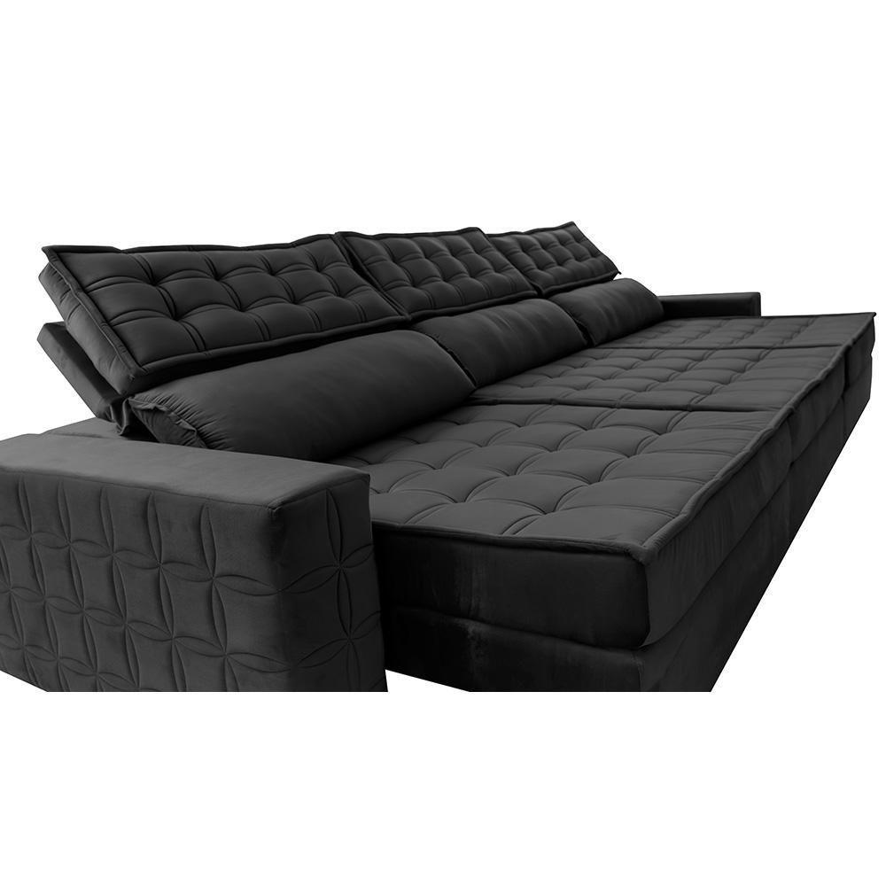 Sofá Retrátil E Reclinável 3,55M Cama Inbox Big Star Com Softgel D40 Velupluma Preto - 6