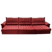 Sofá Retrátil E Reclinável 3,55m Molas Ensacadas Cama Inbox Big Space Com Bordado Velusoft Vermelho - 5