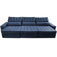 Sofá Retrátil E Reclinável 3,55M Cama Inbox Big Star Com Softgel D40 Velupluma Azul - 5