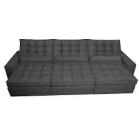 Sofá Retrátil E Reclinável 3,52m Com Molas Ensacadas Cama Inbox Gold Tecido Suede Velusoft Preto - 5