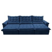 Sofá Retrátil E Reclinável 3,55M Cama Inbox Big Fresh Com Softgel D40 Velupluma Azul - 5