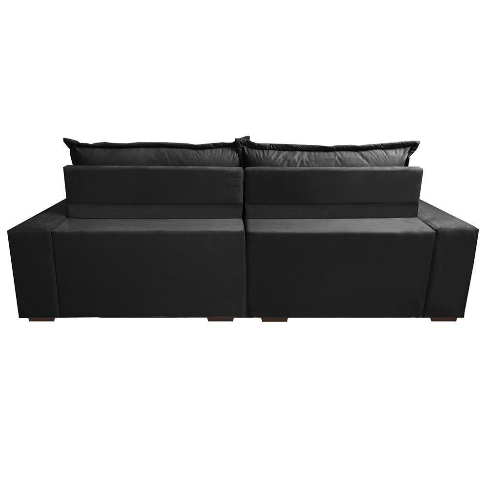 Sofá Retrátil E Reclinável 2,92m Com Molas Ensacadas Cama Inbox Supreme Tecido Suede Velusoft Preto - 4
