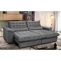 Sofá Retrátil E Reclinável 2,92m Com Molas Ensacadas Cama Inbox Aconchego Tecido Suede Cinza - 1