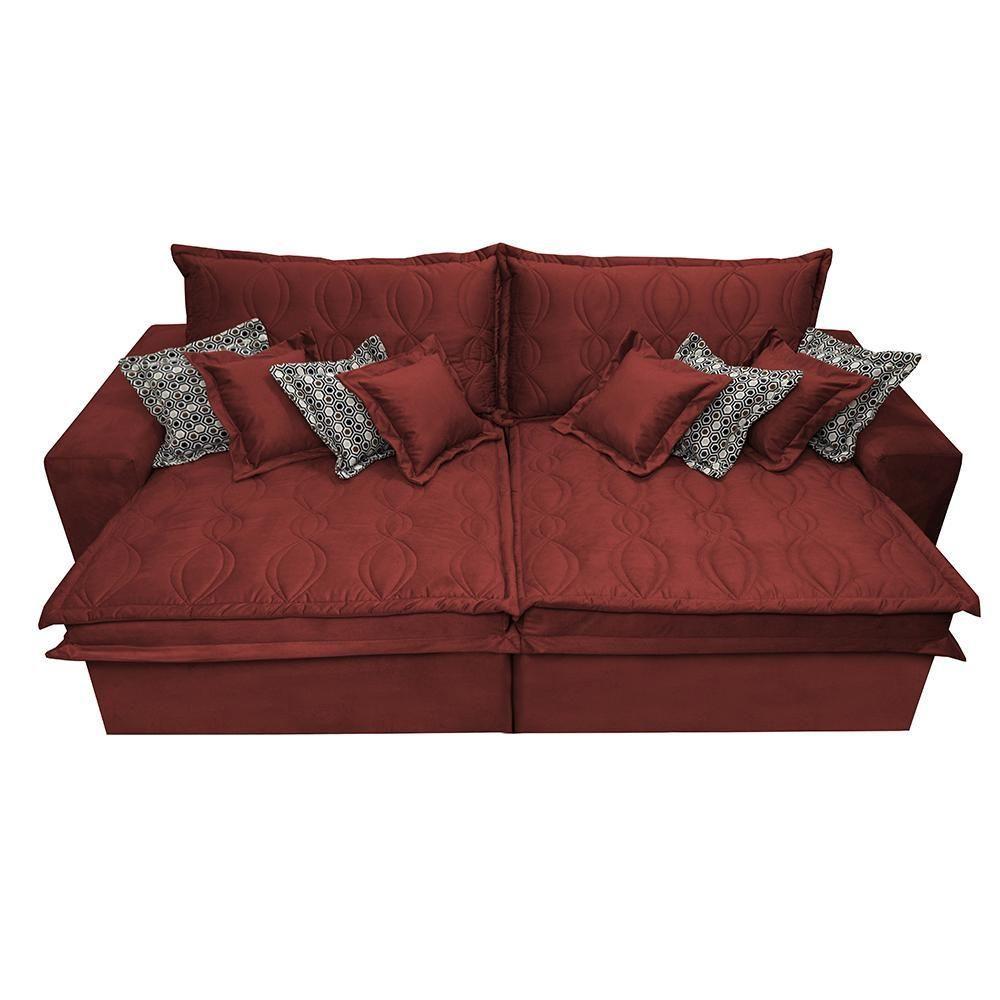 Sofá Retrátil E Reclinável 3,12m Com Molas Ensacadas Cama Inbox Supreme Tecido Velusoft Vermelho - 5