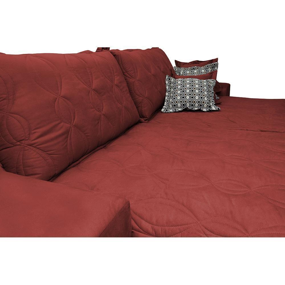 Sofá Retrátil E Reclinável 3,12m Com Molas Ensacadas Cama Inbox Supreme Tecido Velusoft Vermelho - 6