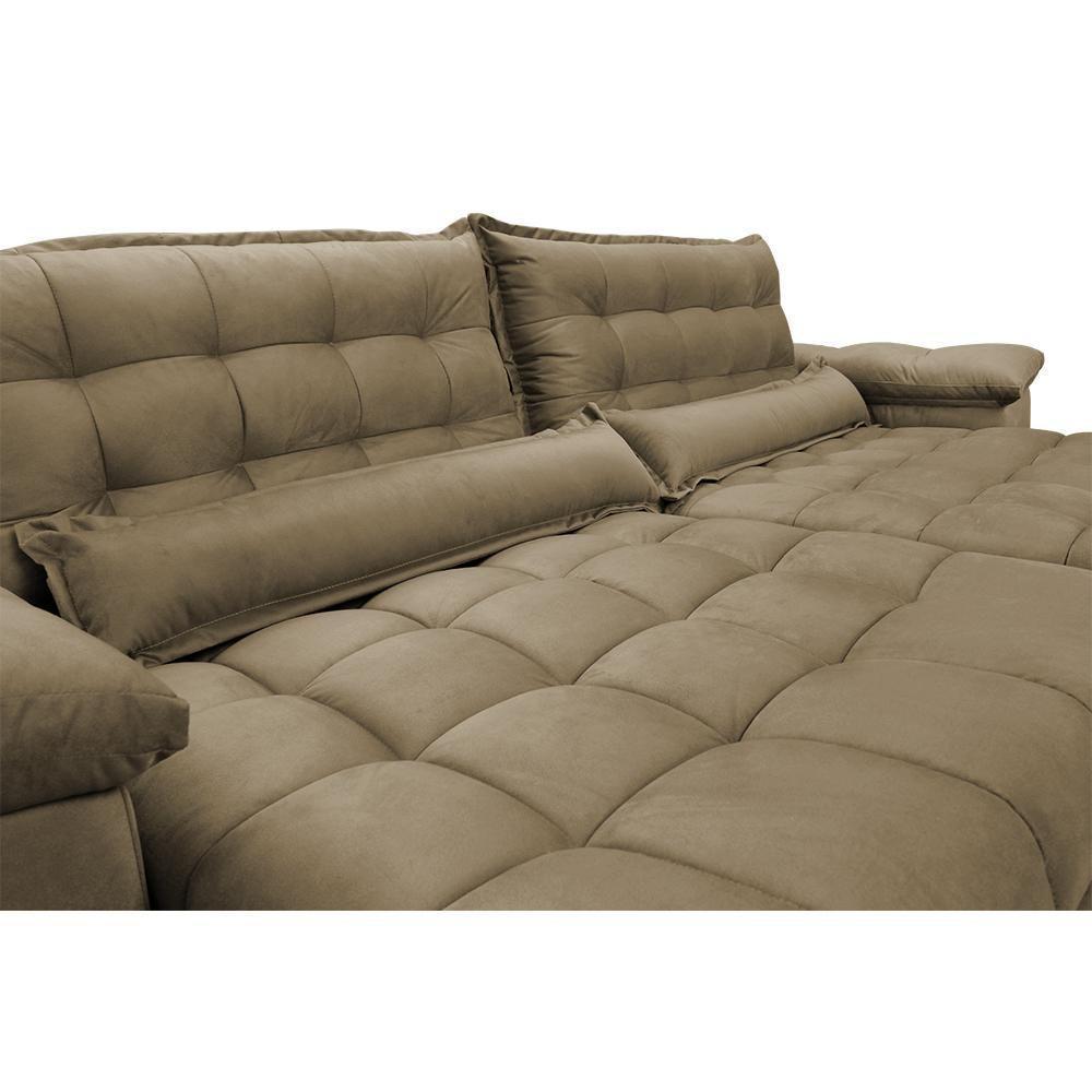 Sofá Retrátil E Reclinável 3,12m Com Molas Ensacadas Cama Inbox Aconchego Tecido Suede Castor - 6
