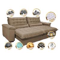 Sofá Retrátil E Reclinável 3,12m Com Molas Ensacadas Cama Inbox Aconchego Tecido Suede Castor - 7